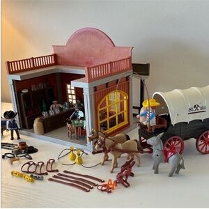 Playmobil Saloon and Horse Drawn Wagon